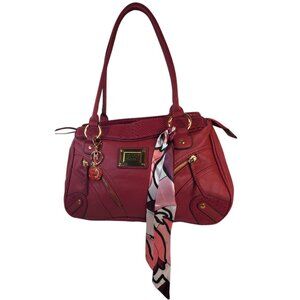 Nicole by Nicole Miller Purple Satchel Handbag Faux Snakeskin Top Handle